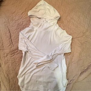 White tight fitting hoodie with thumb holes